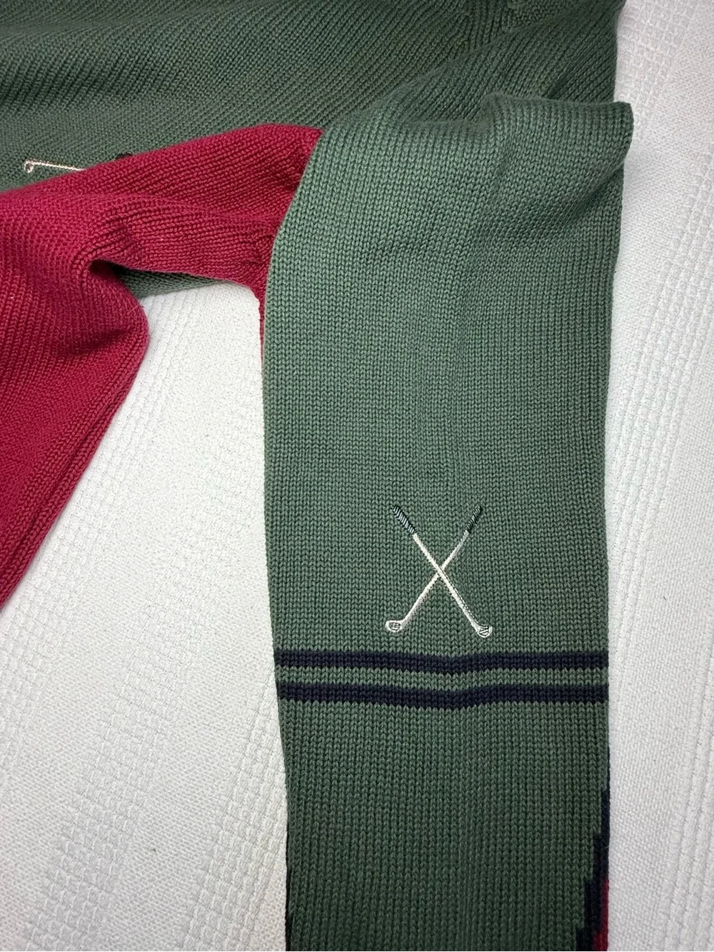 Vintage U.S. Open Golf Collection Men's L Cotton Embroidered Intarsia Sweater